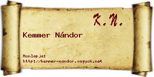 Kemmer Nándor névjegykártya